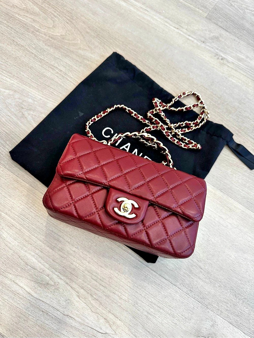 Top Handle Mini Flap Bag Crossbody in Burgundy